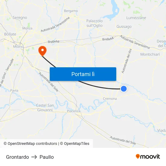 Grontardo to Paullo map