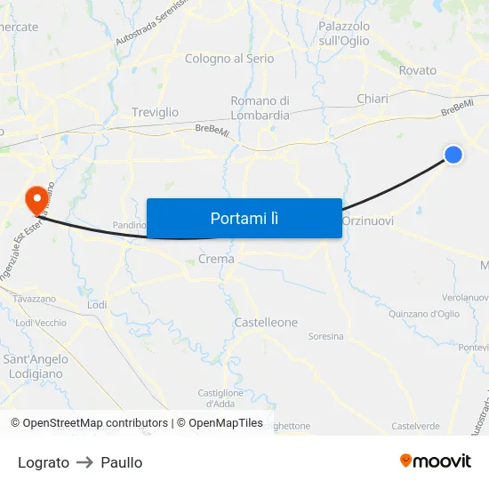 Lograto to Paullo map