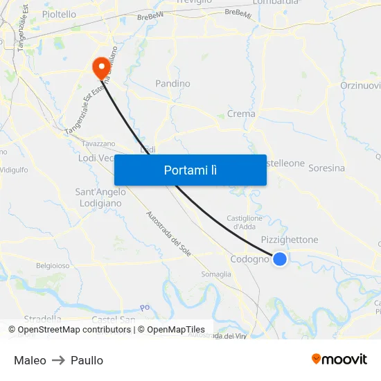 Maleo to Paullo map
