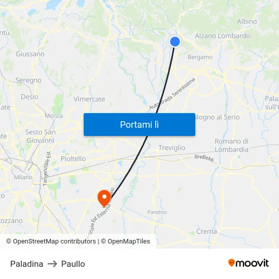 Paladina to Paullo map