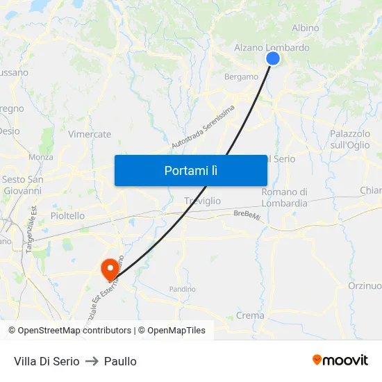 Villa Di Serio to Paullo map