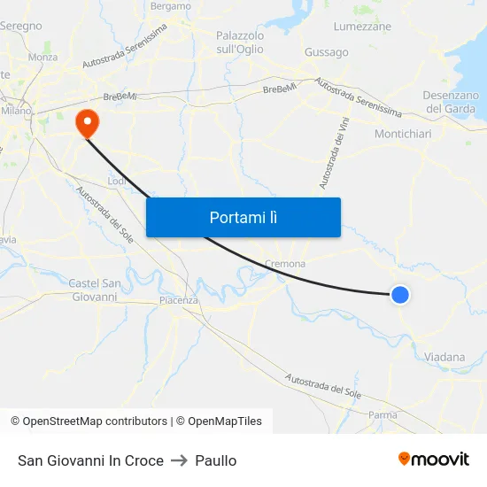 San Giovanni In Croce to Paullo map