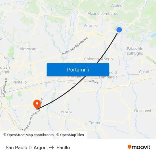 San Paolo D' Argon to Paullo map