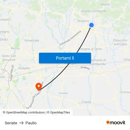 Seriate to Paullo map