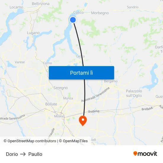 Dorio to Paullo map