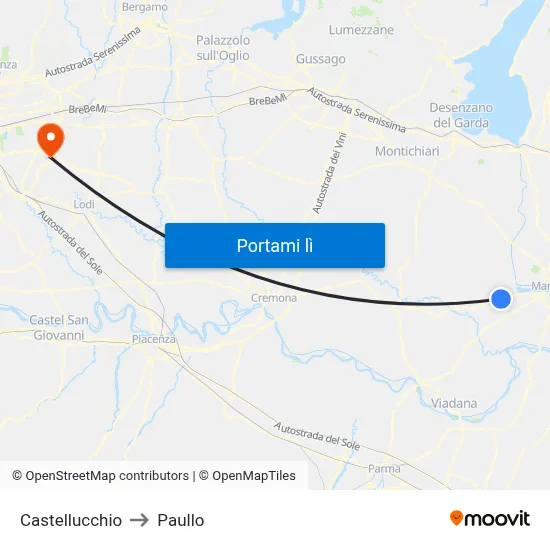 Castellucchio to Paullo map