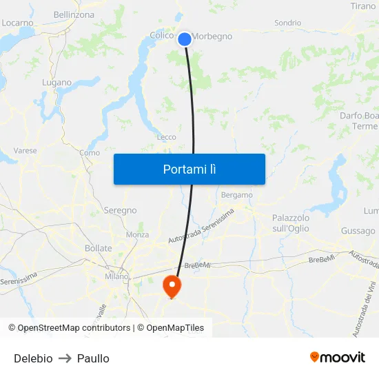 Delebio to Paullo map