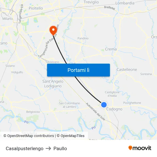 Casalpusterlengo to Paullo map