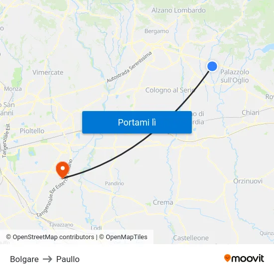 Bolgare to Paullo map