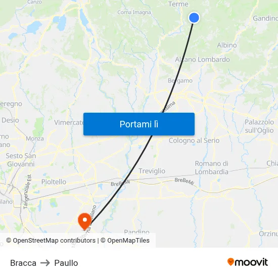 Bracca to Paullo map
