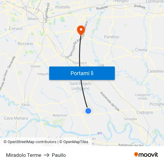 Miradolo Terme to Paullo map