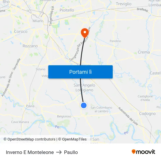 Inverno E Monteleone to Paullo map
