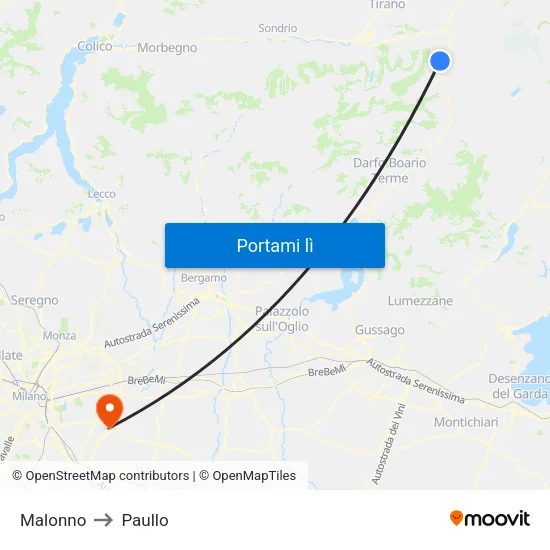 Malonno to Paullo map