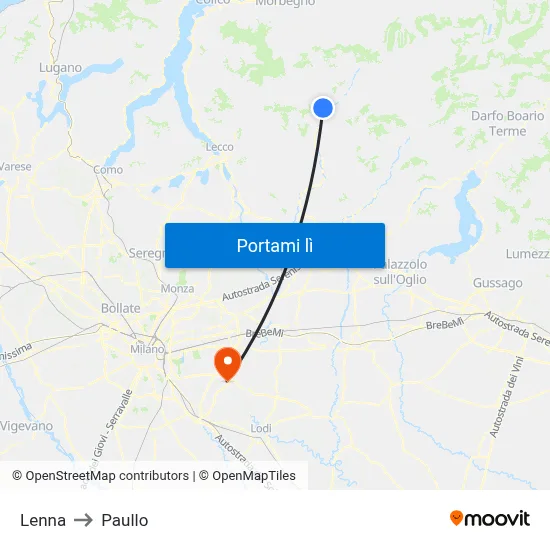Lenna to Paullo map