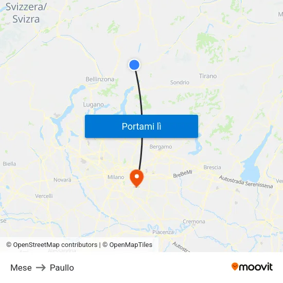 Mese to Paullo map