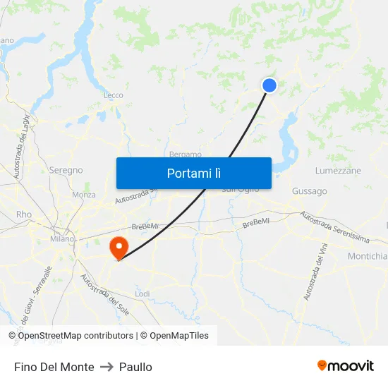 Fino Del Monte to Paullo map