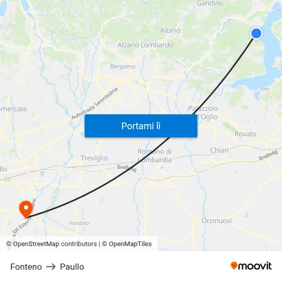 Fonteno to Paullo map