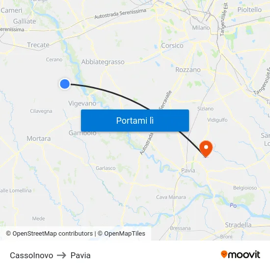 Cassolnovo to Pavia map