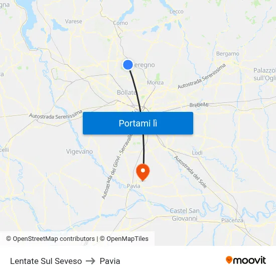 Lentate Sul Seveso to Pavia map