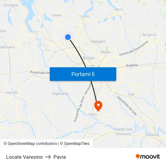 Locate Varesino to Pavia map