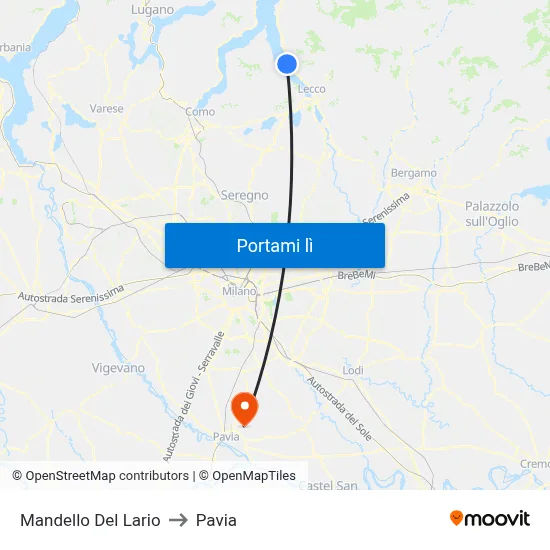 Mandello Del Lario to Pavia map