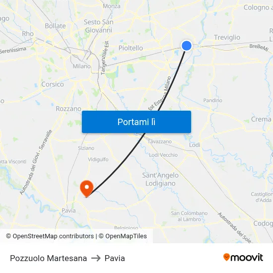 Pozzuolo Martesana to Pavia map