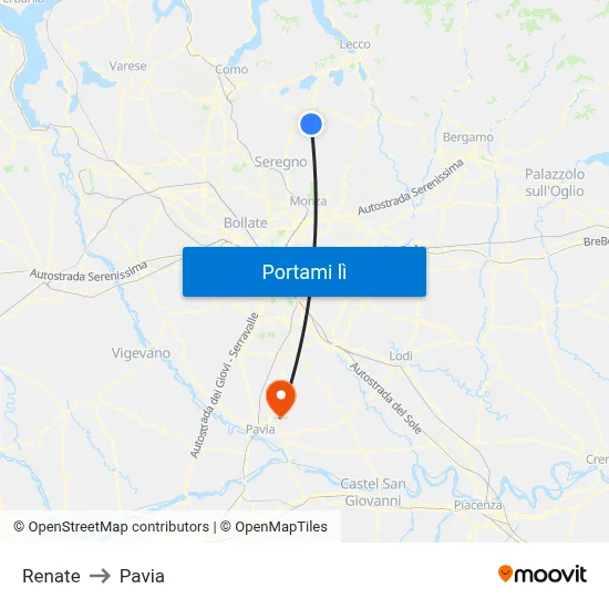 Renate to Pavia map