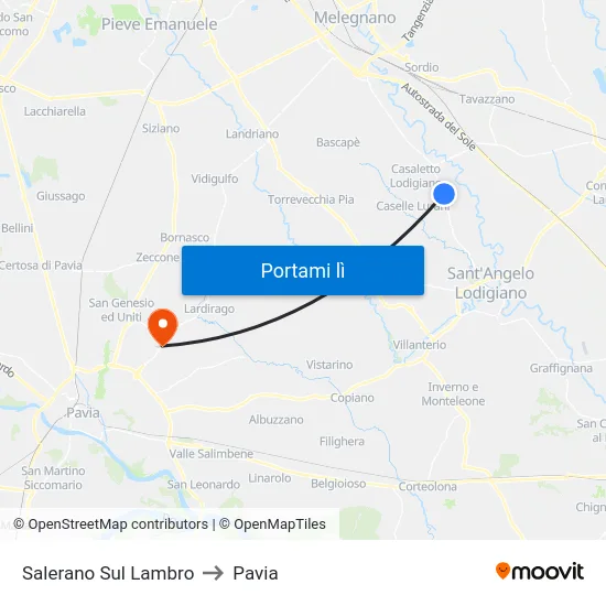 Salerano Sul Lambro to Pavia map