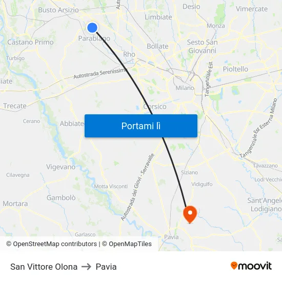 San Vittore Olona to Pavia map