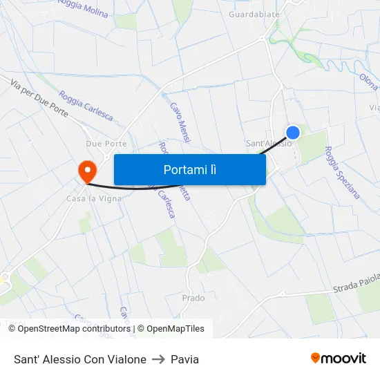 Sant' Alessio Con Vialone to Pavia map