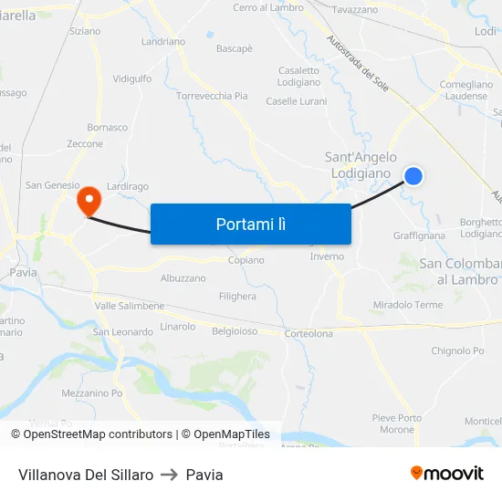 Villanova Del Sillaro to Pavia map