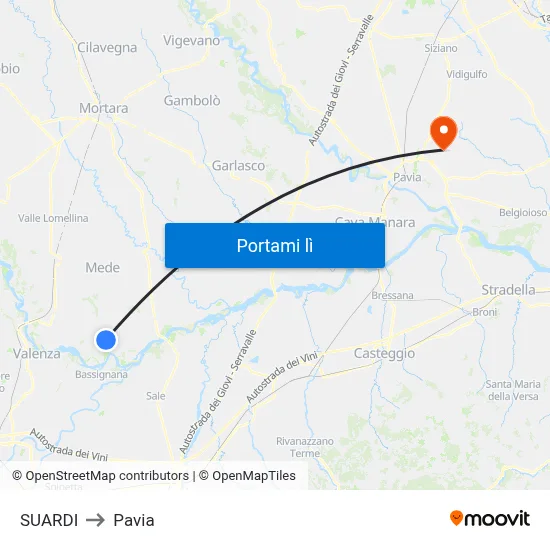 SUARDI to Pavia map