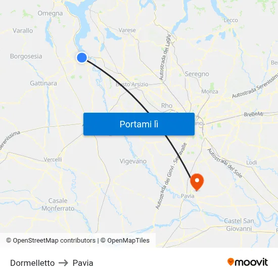 Dormelletto to Pavia map