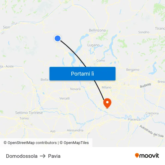Domodossola to Pavia map