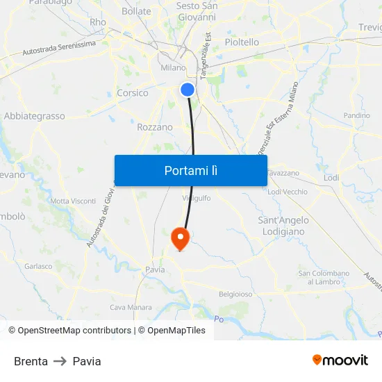 Brenta to Pavia map
