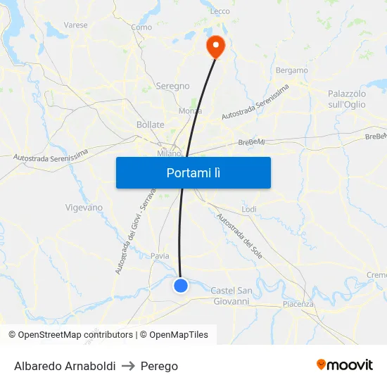 Albaredo Arnaboldi to Perego map