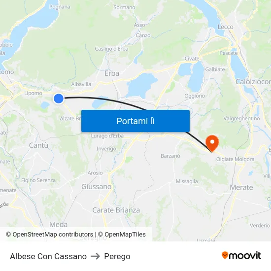 Albese Con Cassano to Perego map