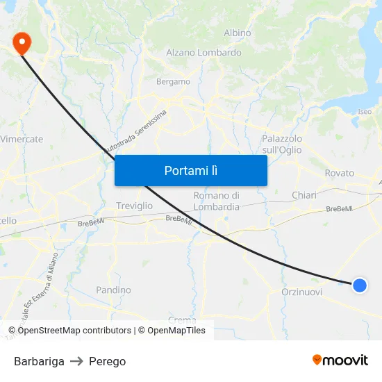 Barbariga to Perego map