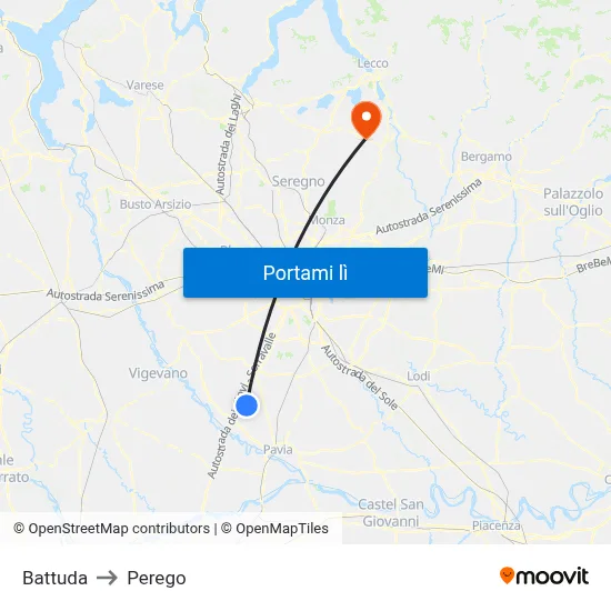 Battuda to Perego map