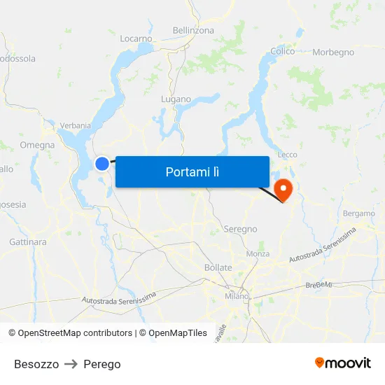 Besozzo to Perego map