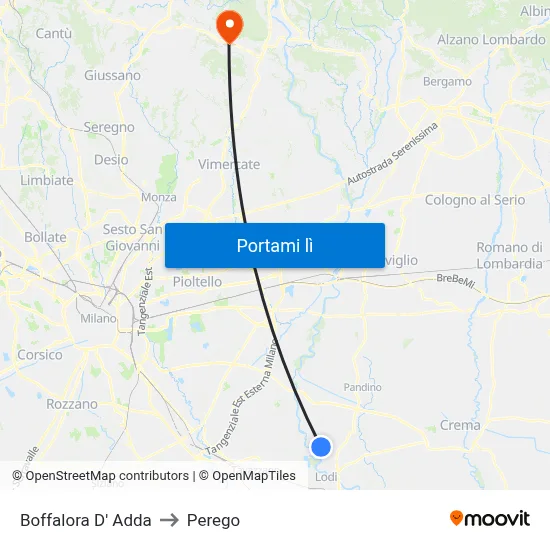 Boffalora D' Adda to Perego map