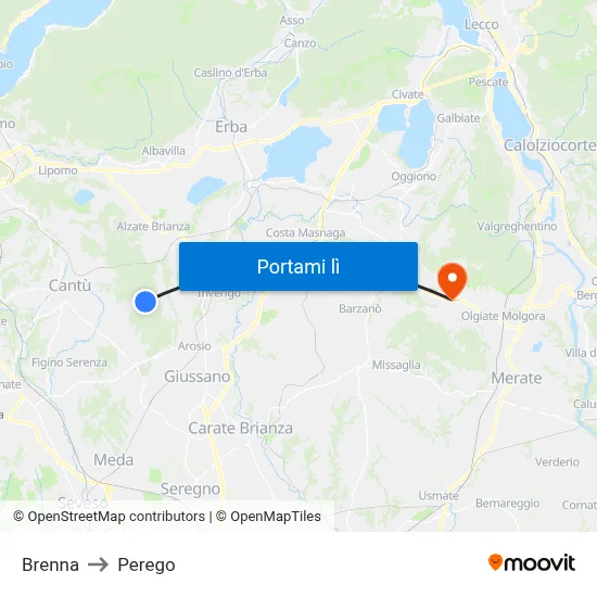 Brenna to Perego map