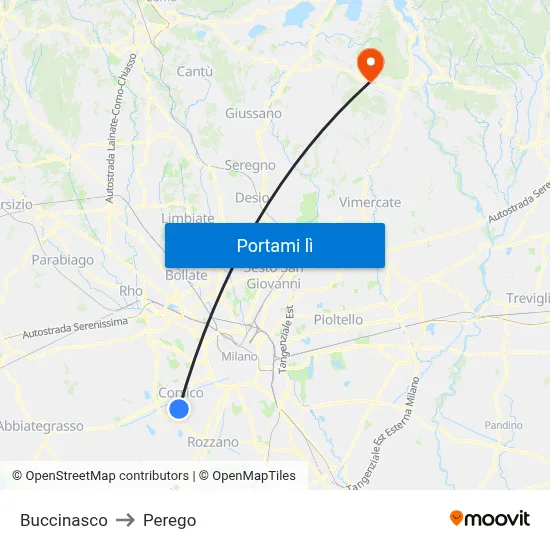 Buccinasco to Perego map