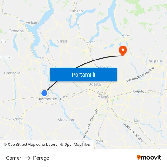 Cameri to Perego map