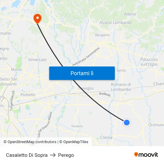 Casaletto Di Sopra to Perego map