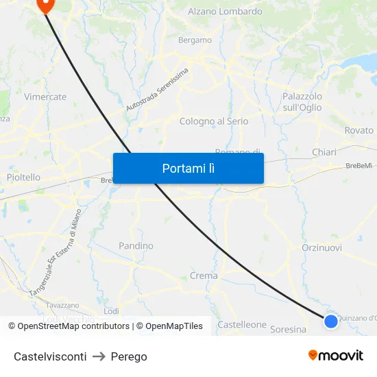 Castelvisconti to Perego map