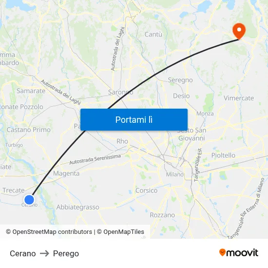 Cerano to Perego map