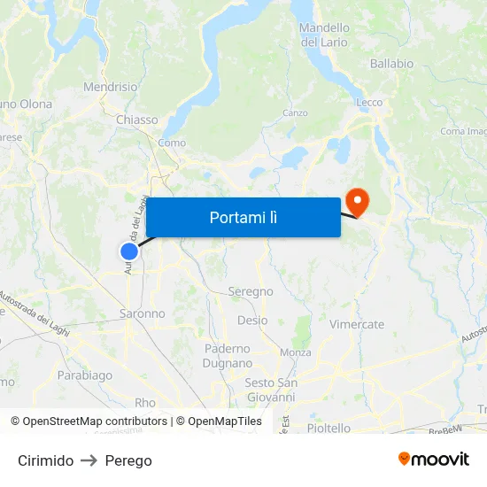 Cirimido to Perego map