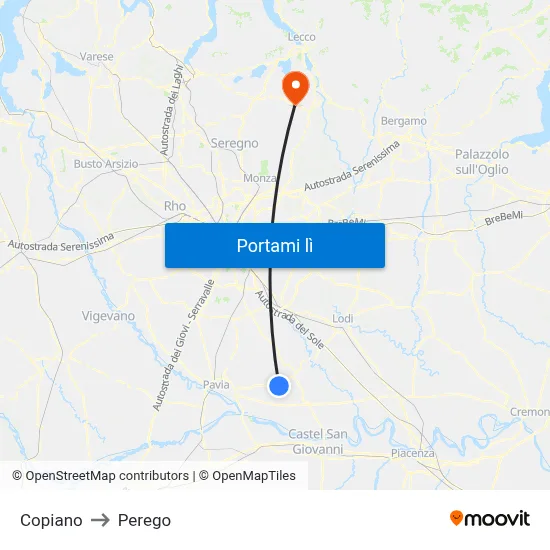 Copiano to Perego map