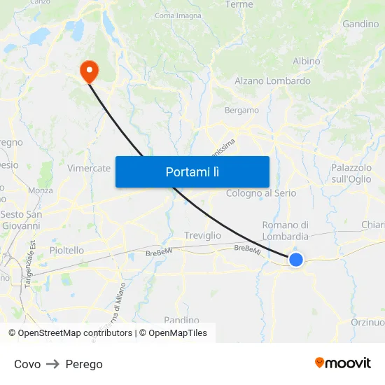 Covo to Perego map